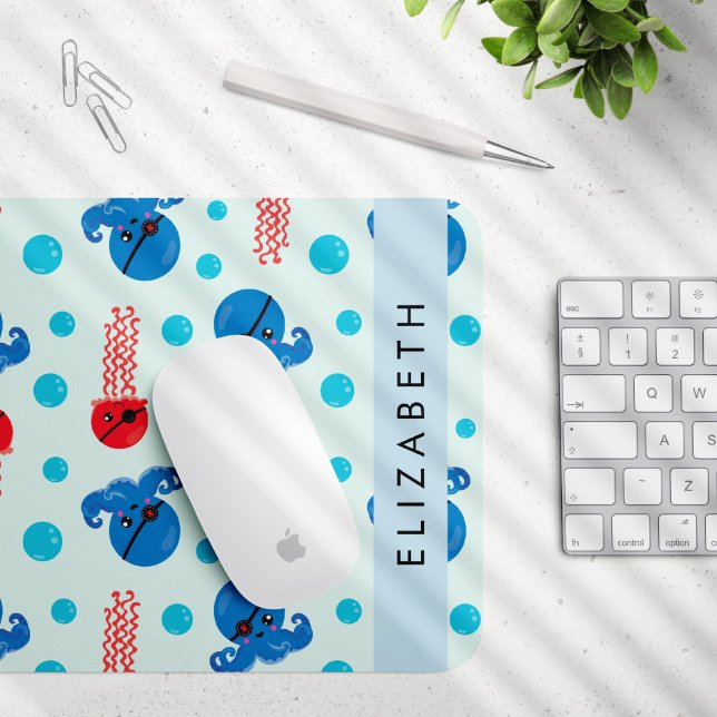 Mousepad Polvo Pirata, Água-Viva Pirata, Mar, Seu Nome (Criador carregado)