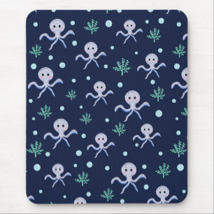 Mousepad Polvo sob o padrão infantil marinho