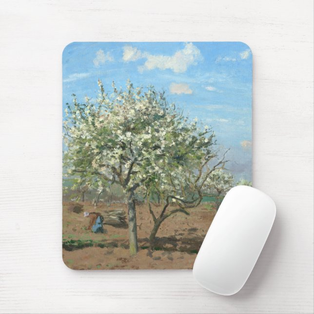 Mousepad Pomar em Bloom, Louveciennes Camille Pissarro (Com mouse)