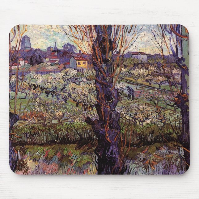 Mousepad Pomar em Flor, Arles por Vincent van Gogh (Frente)
