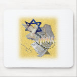 Mousepad Pomba Tallit Menorah com fundo<br><div class="desc">Este design bonito incorpora o Magan David,  pomba,  Tallit & Menorah - com fundo.</div>