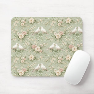 Mousepad Pombas de Casamento com Rosas e Fitas