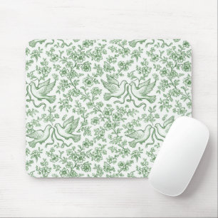 Mousepad Pombas de Casamento Verdes com Fitas e Flores
