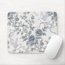 Mousepad Pombas e Flores de Peônia com Fitas