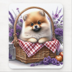 Mousepad Pomerânia Cão Cachorro Cachorro Aquarela Picnic