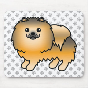 Mousepad Pomerânia Cão e patas, cor de laranja