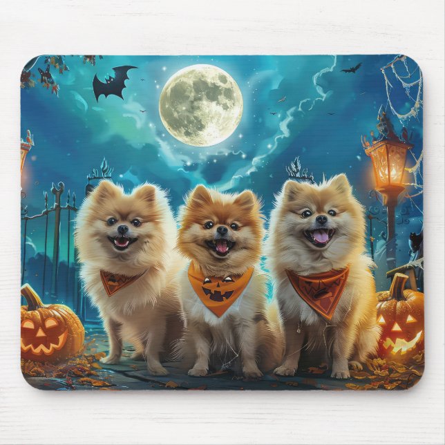 Mousepad Pomerânia Halloween Spooky (Frente)