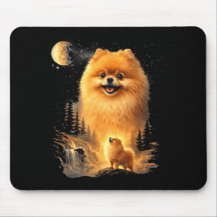 Mousepad Pomerânia Uivando para a Lua Arte Canina Vintage