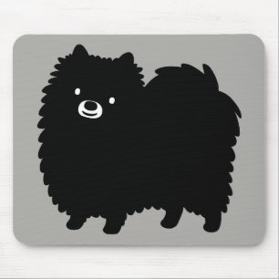 Mousepad Pomerano Preto Cinto Cão Cartoon Poofy Pom