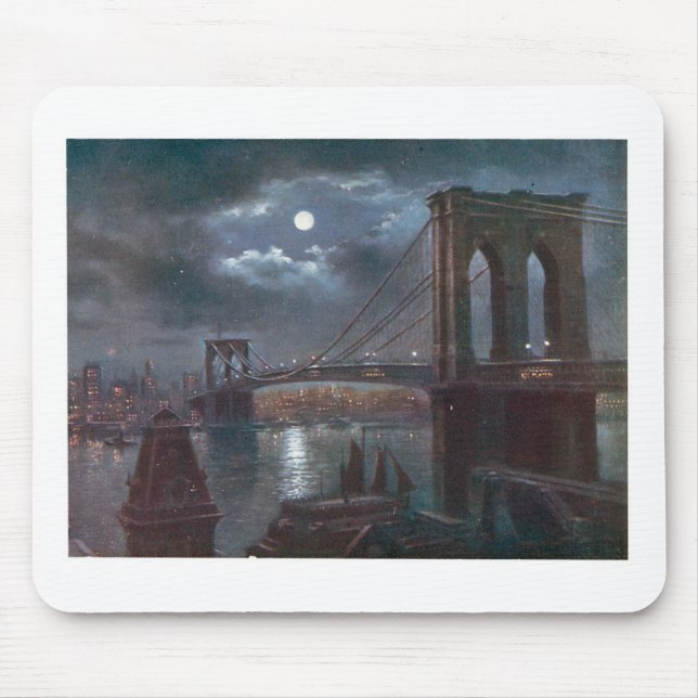 Mousepad Ponte de Brooklyn pelo luar (Frente)
