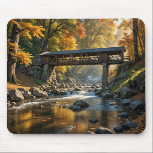 Mousepad Ponte De Madeira Coberta No Outono