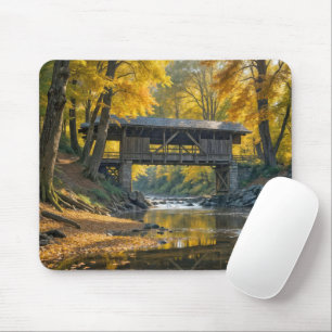 Mousepad Ponte De Madeira Velha Coberta No Outono