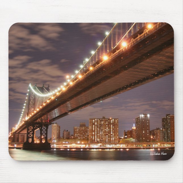Mousepad Ponte de Manhattan e skyline de Manhattan na noite (Frente)