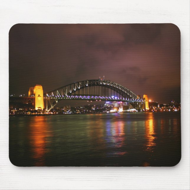 Mousepad Ponte de porto de Sydney na noite (Frente)