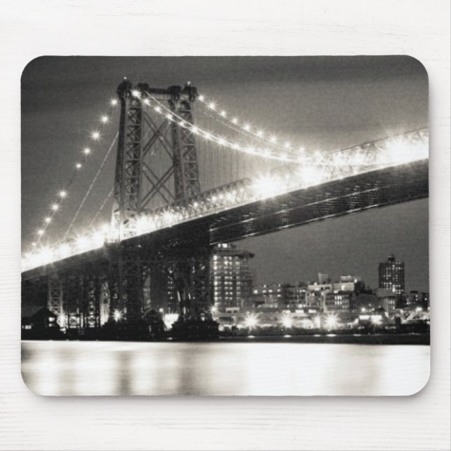 Mousepad Ponte de Williamsburg na Nova Iorque na noite (Frente)