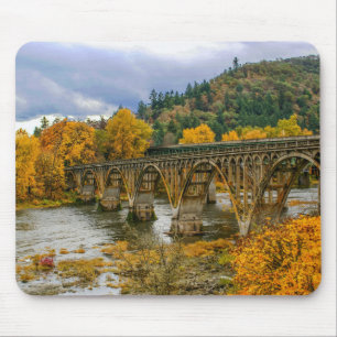 Mousepad Ponte do outono, outono, rio, folhas