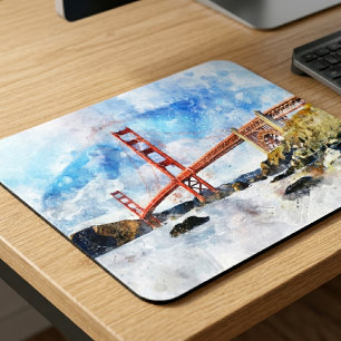 Mousepad Ponte Golden Gate em aquarela em São Francisco