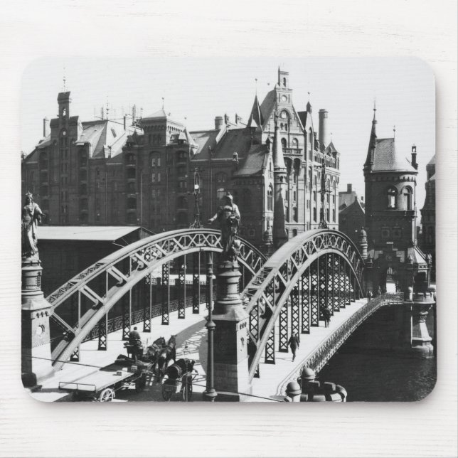 Mousepad Ponte no Speicherstadt Hamburgo, c.1910 (Frente)