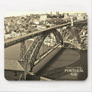 Mousepad Ponte Porto sobre o rio Douro, Portugal, sepia