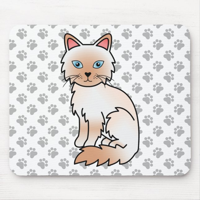 Mousepad Ponto Vermelho Birman / Ragdoll Gato Fofo & Patas (Frente)