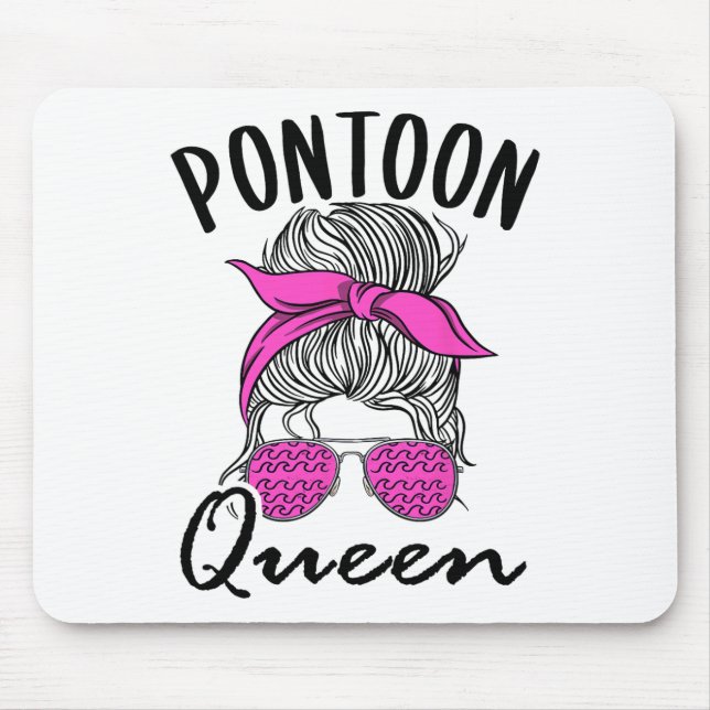 Mousepad Pontoon Queen Lake Life Messy Bun Vacat Li (Frente)