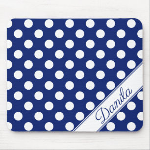 Mousepad Pontos brancos azuis Modelo Dark com nome personal