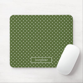 Mousepad Pontos Brancos em Verde Oliva Com Nome