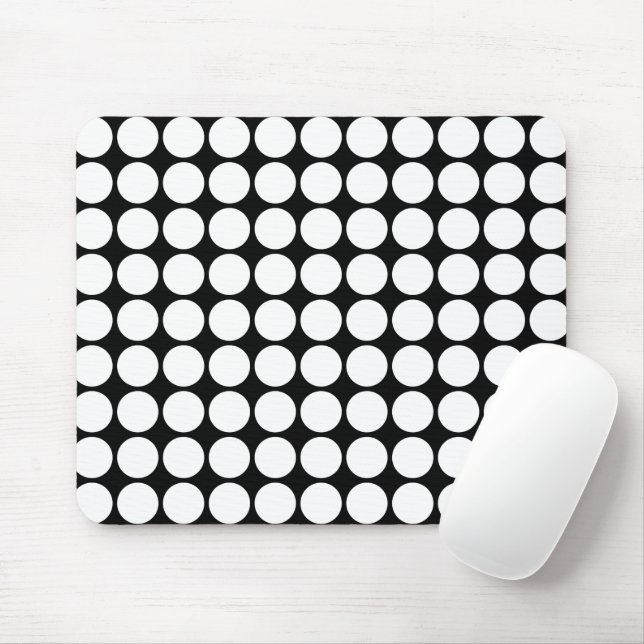 Mousepad Pontos Brancos Mínimos em Fundo Preto Sólido (Com mouse)