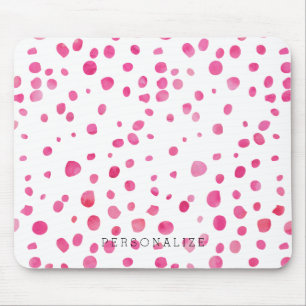 Mousepad Pontos cor-de-rosa da aguarela personalizados