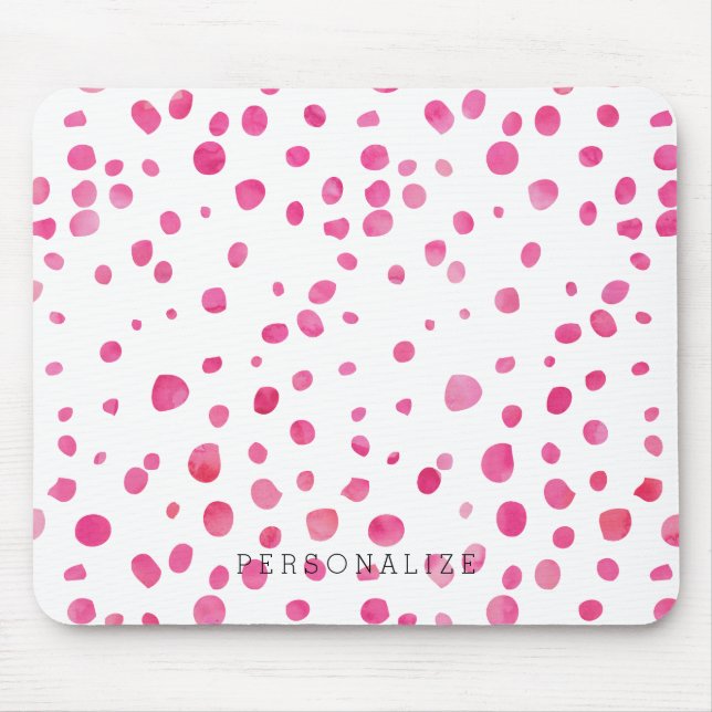 Mousepad Pontos cor-de-rosa da aguarela personalizados (Frente)