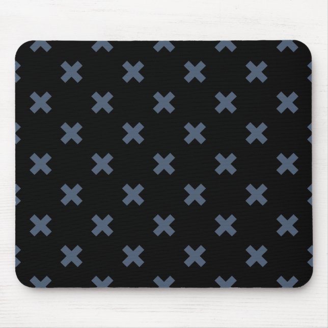 Mousepad Pontos crus de cinza azul sobre preto (Frente)