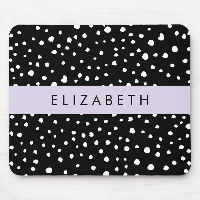 Mousepad Pontos Dalmáticos, Pontos, Preto e Branco, Seu Nom (Frente)