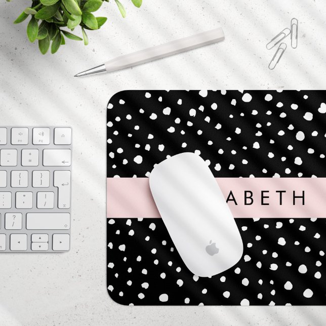 Mousepad Pontos Dalmáticos, Pontos, Preto e Branco, Seu Nom (Criador carregado)