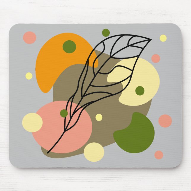 Mousepad Pontos de abstrato interessantes com folhas (Frente)