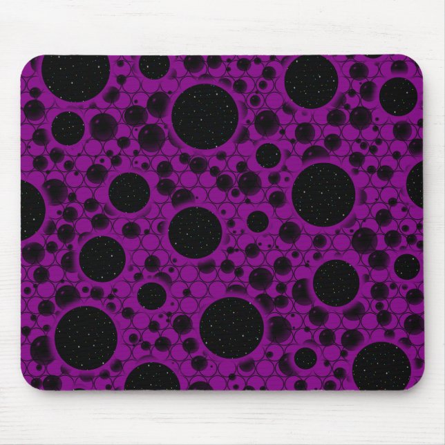 Mousepad Pontos de bolhas espaciais - Roxo (Frente)