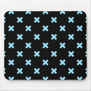 Mousepad Pontos de cruz azul-bebê em preto