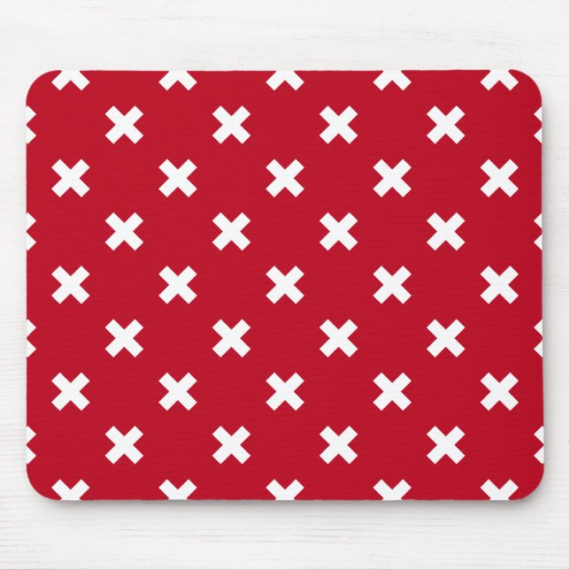 Mousepad Pontos de cruz brancos em vermelho (Frente)