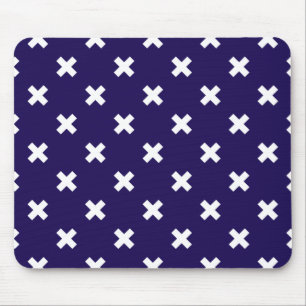 Mousepad Pontos de cruz brancos no azul-marinho