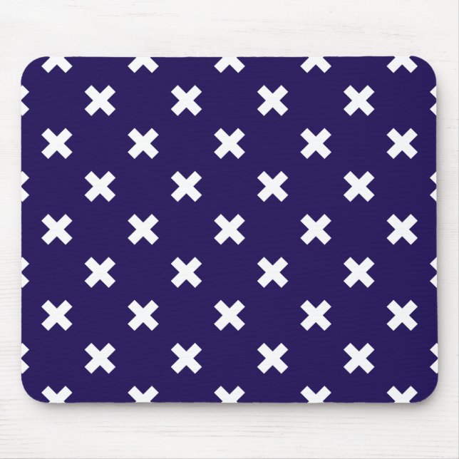 Mousepad Pontos de cruz brancos no azul-marinho (Frente)