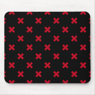 Mousepad Pontos de cruz vermelhos em preto