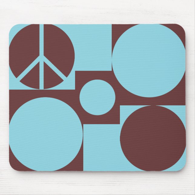 Mousepad Pontos de paz azuis e castanhos (Frente)
