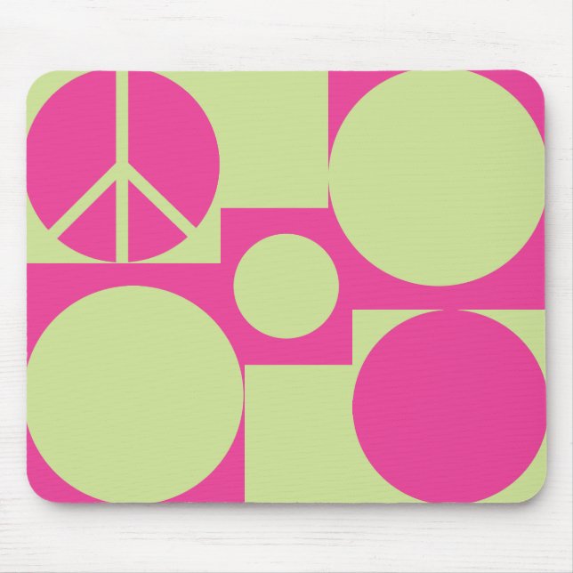Mousepad Pontos de paz rosa e verde (Frente)