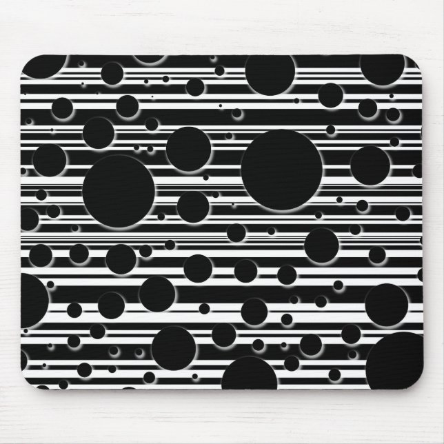 Mousepad Pontos e Listras Pretas e Brancas (Frente)