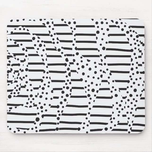 Mousepad Pontos e tiras 2 a preto e branco (Frente)