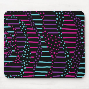 Mousepad Pontos e tiras 2 - Rosa, Roxo, Azul e Preto