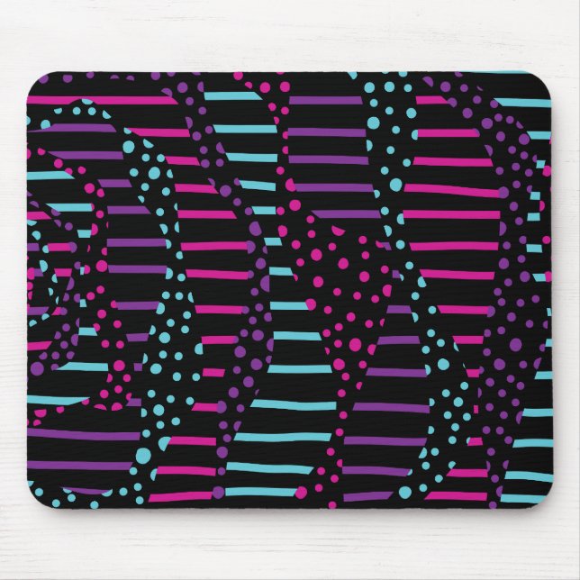 Mousepad Pontos e tiras 2 - Rosa, Roxo, Azul e Preto (Frente)
