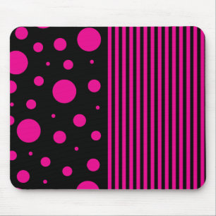 Mousepad Pontos e tiras em magenta e preto