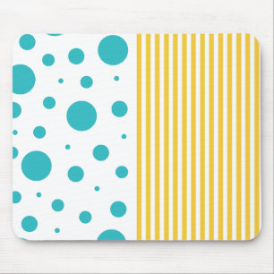 Mousepad Pontos e tiras - Turquesa e Amarelo
