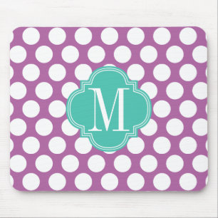 Mousepad Pontos grandes chiques do roxo & da turquesa