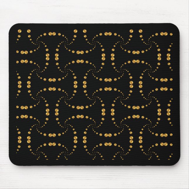 Mousepad Pontos polka dourados em preto (Frente)